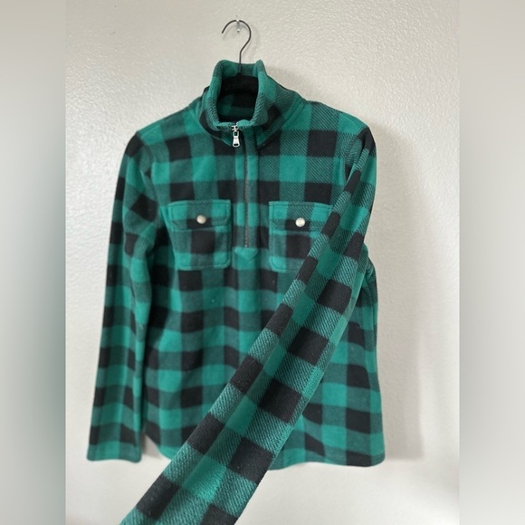 Chaps Women’s Green/Black Buffalo Plaid Fleece Quarter Zip-up. Size: Medium. - Picture 12 of 16